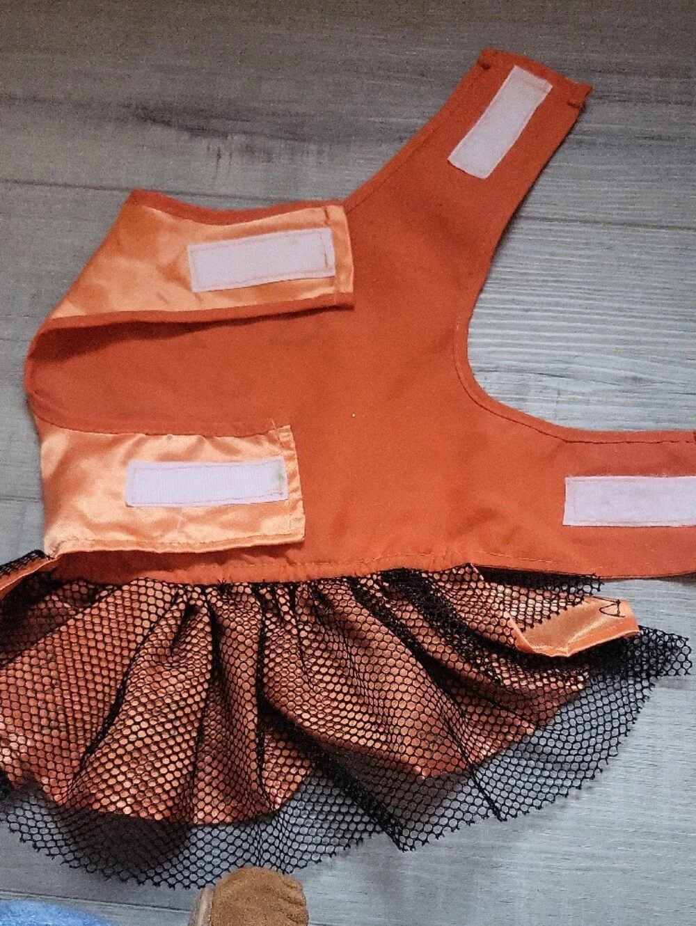 Snall Dog Orange Pumpkin Tutu Costume Dress with Black Bow